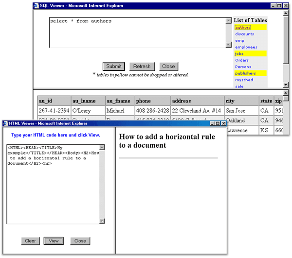 Online HTML / SQL Interpreter